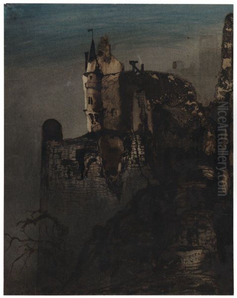 Medeltida borg Oil Painting by Victor Hugo
