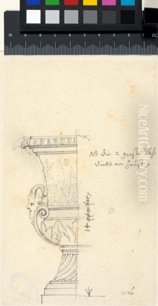 Study of the Vase de la Paix in the Gardens of Versailles Oil Painting by Nicodemus Tessin the Younger