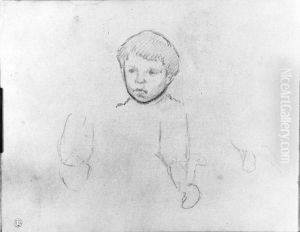 Barnstudie, Emile. Blad 8 verso i skissbok om 36 blad Barnstudie, Emile. Blad 8 verso i skissbok om 36 blad