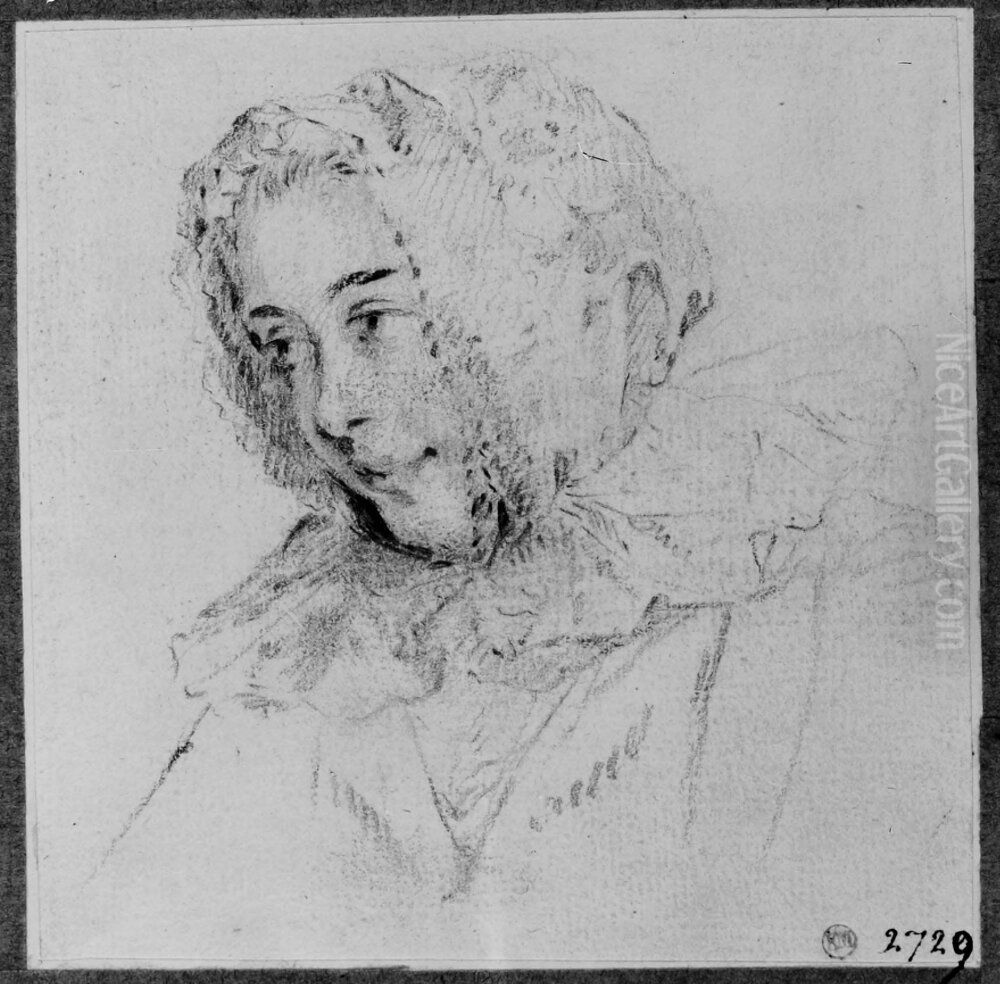 Huvud av ung kvinna Oil Painting by Nicolas Lancret