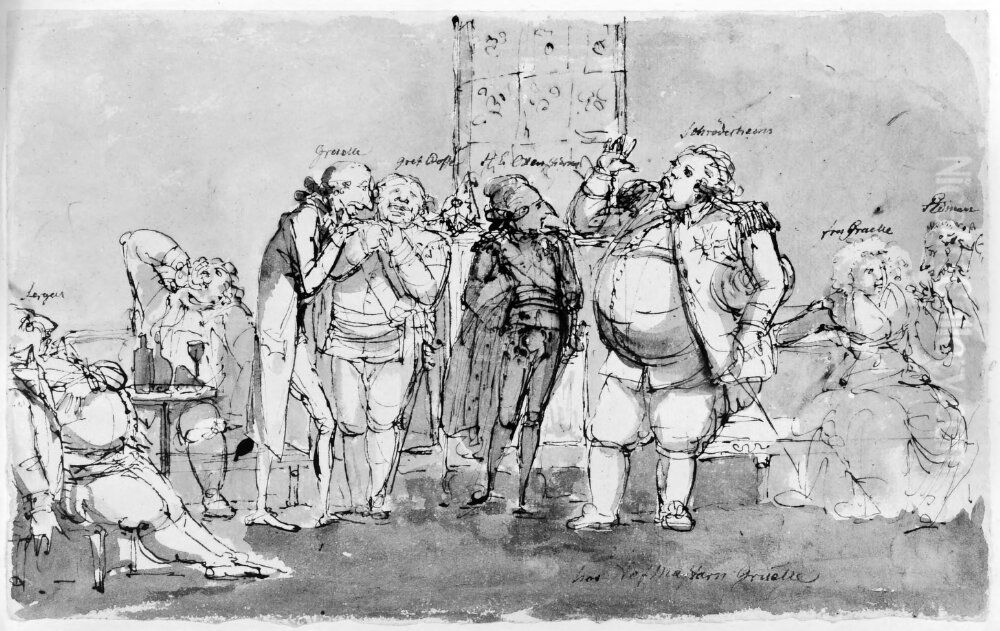 Hos hovmastaren Gruelle Oil Painting by Johan Tobias Sergel