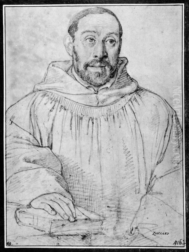 Portrait of a bearded monk Oil Painting by Federico Zuccari