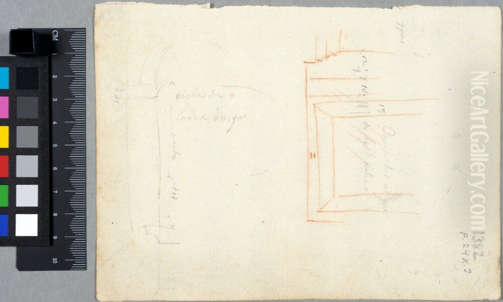 Vague Sketches of a Doric Order Niche and an Attic Window Oil Painting by Claude III Audran