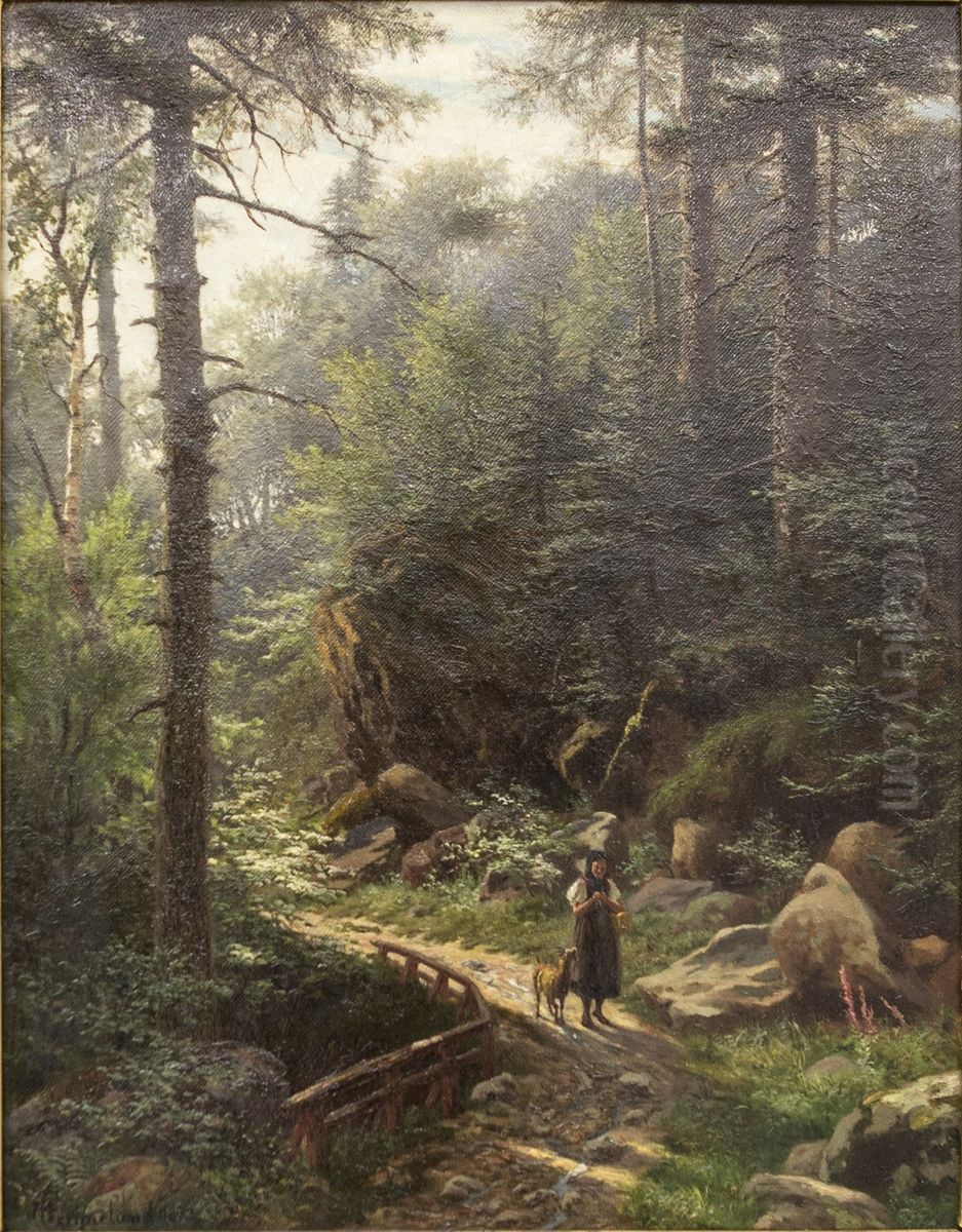 Forest Road Oil Painting by Johannes Grimelund