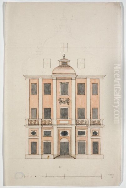 Elevation av fasad. Flemingska palatset pa Helgeandsholmen? Oil Painting by Nicodemus Tessin the Elder