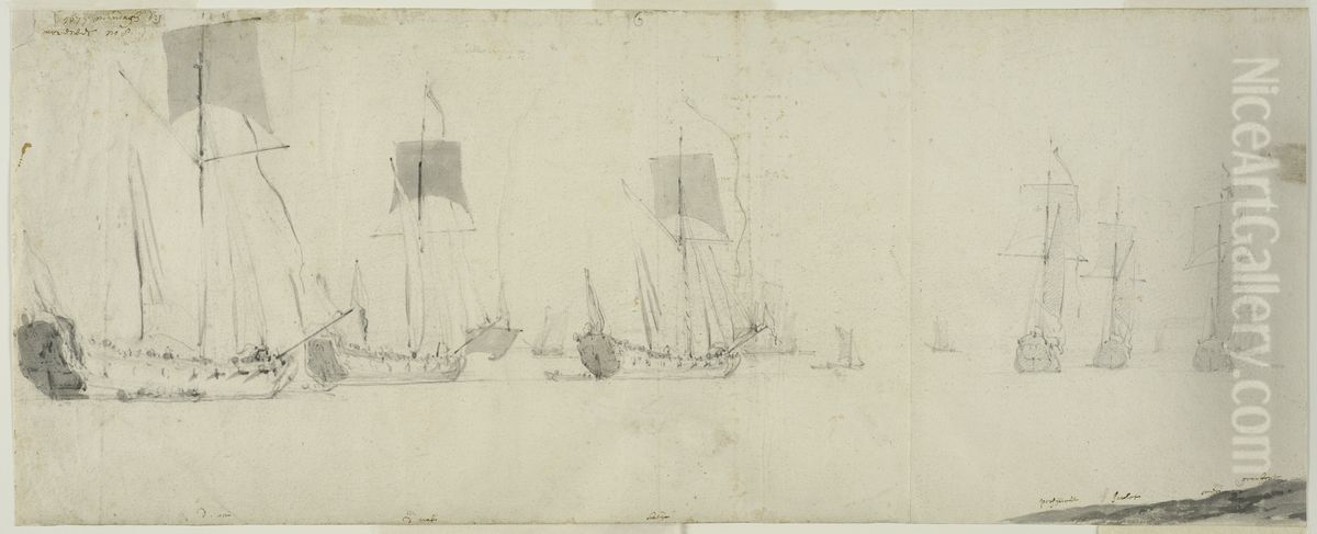 Orlogsman pa redden Oil Painting by Willem van de Velde the Younger