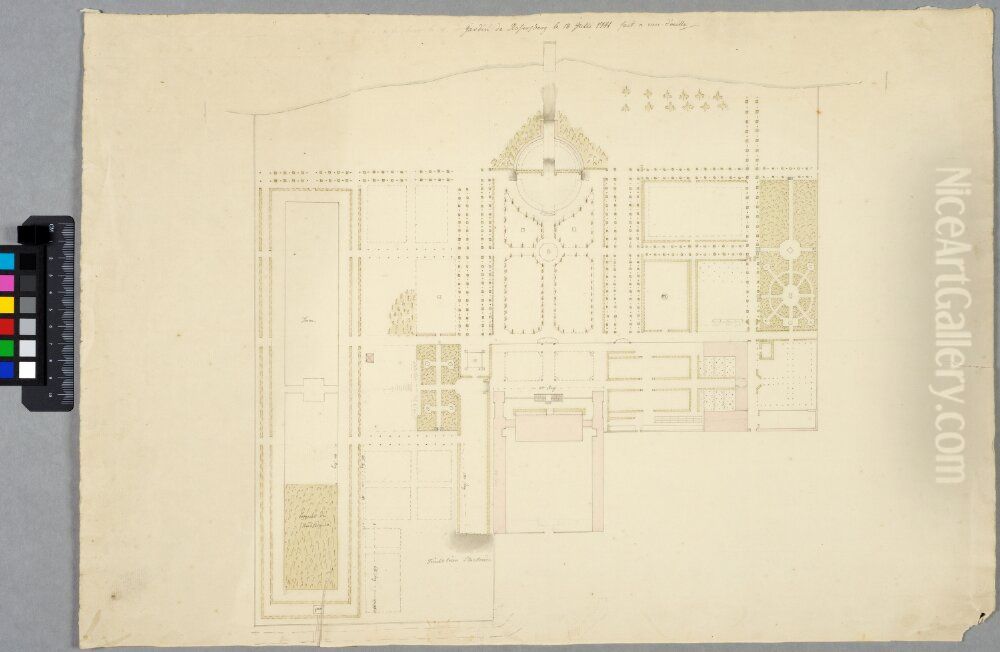 Overall Plan of Rosersberg Palace and Gardens Oil Painting by Carl Johan Cronstedt