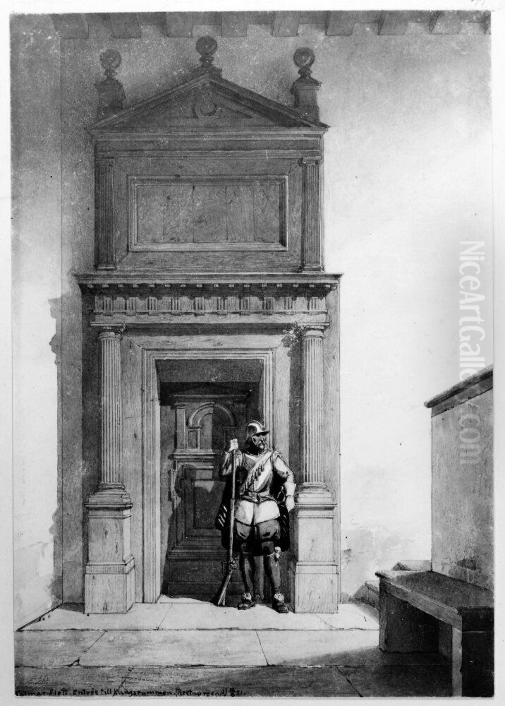 Motiv fran Kalmar slott Oil Painting by Fredrik Wilhelm Scholander