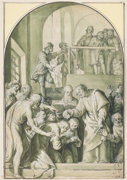 St. Peter baptising Oil Painting by Agostino Ciampelli