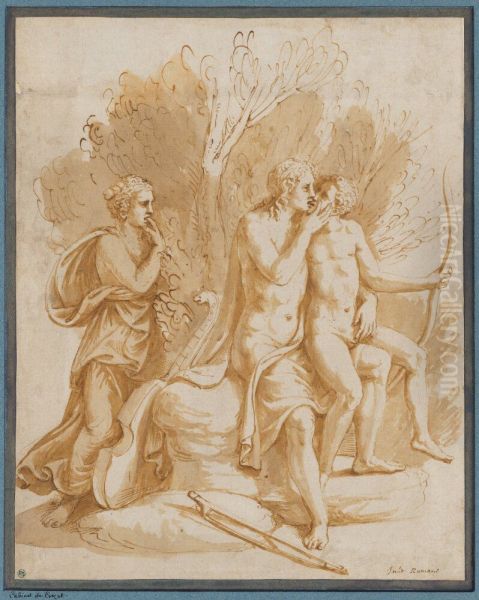 Apollo with a Lover Oil Painting by Giulio Romano (Orbetto)