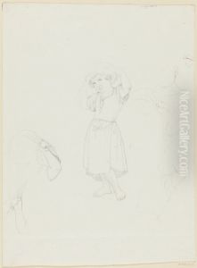 A Little Girl with her Hands over her Head