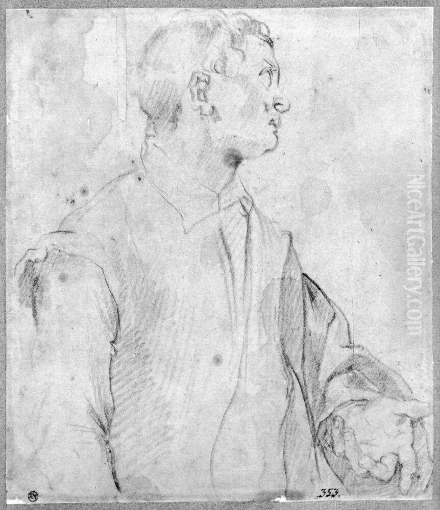 Standing youth facing right Oil Painting by Francesco Vanni