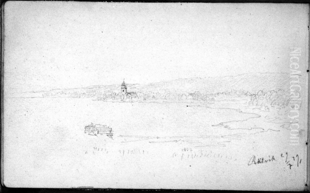 Skissbok, 55 blad. Helsingborg, Kullen, Hoganas, Laholm, halmstad, Rostock m.m. Oil Painting by Alfred Wahlberg