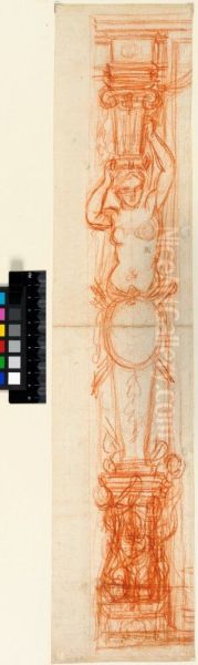 Border with a Caryatid Oil Painting by Charles Le Brun