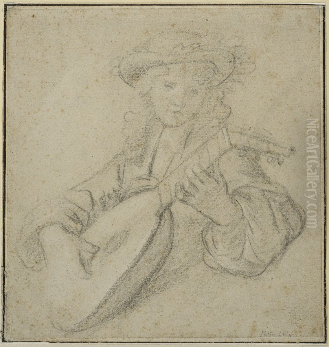 Lutspelare Oil Painting by Peter Lely