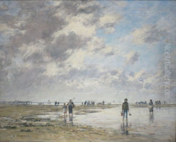 Low Tide, Berck Oil Painting by Eugene Louis Boudin
