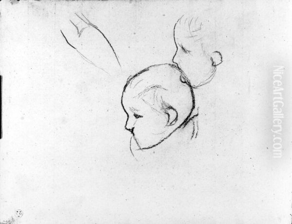 Barnprofil. Blad 36 recto i skissbok om 36 blad Oil Painting by Paul Gauguin
