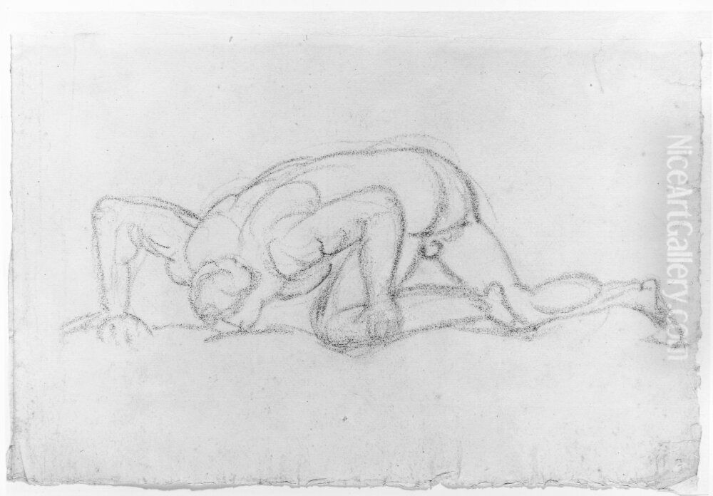 Liggande mansfigur Oil Painting by Johan Tobias Sergel