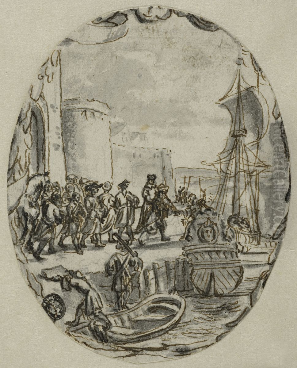 Sallskap embarkerar Oil Painting by Romeyn de Hooghe