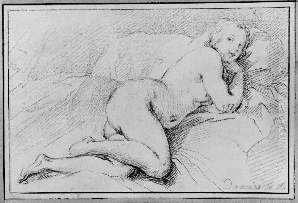 Studie av vilande kvinna Oil Painting by Jacques Dumont le Romain