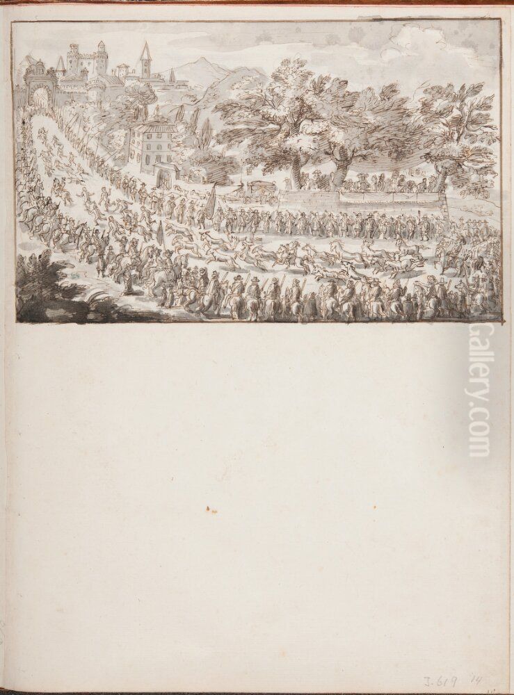 Corso de'Palii, troligen vid Bracciano utanfor Rom Oil Painting by Pierre Paul Sevin