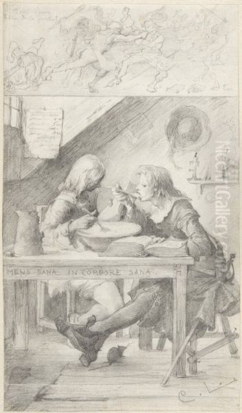 Skolgossar och studenter Oil Painting by Carl Larsson