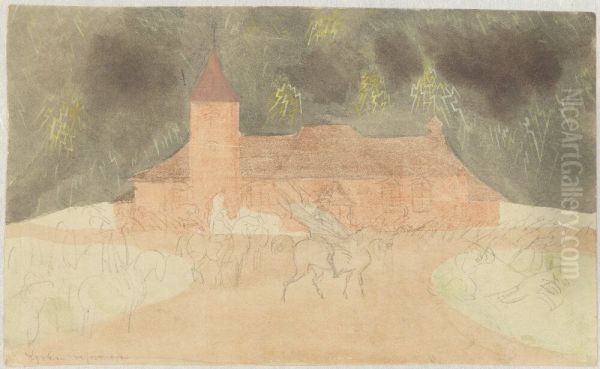 Kyrkan reformeras Oil Painting by Ivar Arosenius
