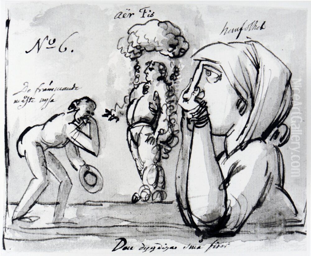 Den dygdige smafiser. Nummer 6 Oil Painting by Carl August Ehrensvard