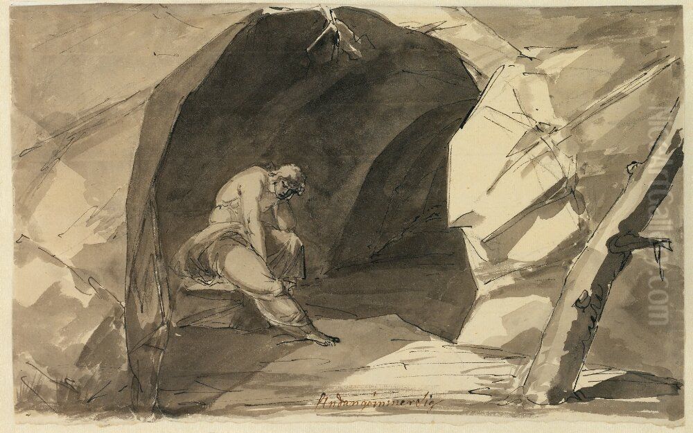 Undangommer sig. Blad i Melankolisviten Oil Painting by Johan Tobias Sergel