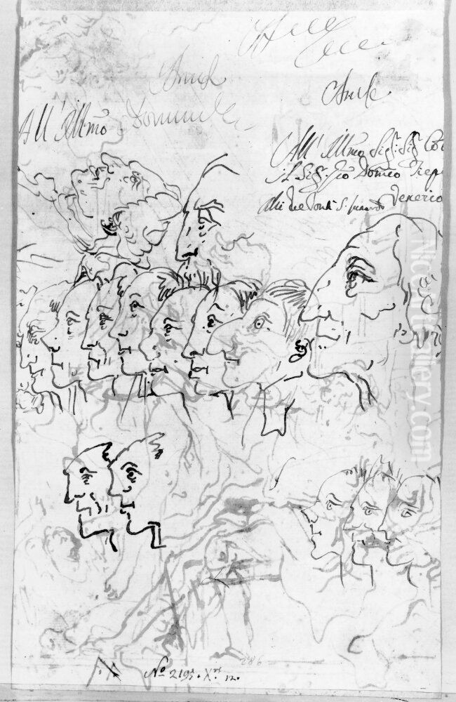 Caricature profiles Oil Painting by Giovanni Domenico Tiepolo Caricature profiles Oil Painting by Giovanni Domenico Tiepolo