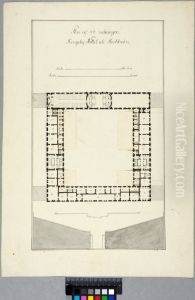The Royal Palace in Stockholm. Second floor plan. With altenative room divisions showing on four flaps
