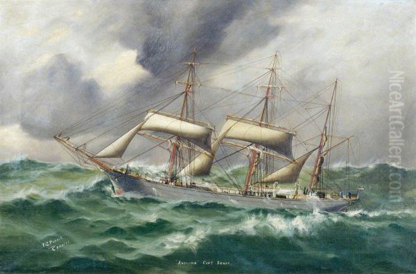 The 'Aberlemno' in a Gale Oil Painting by Thomas G. Purvis