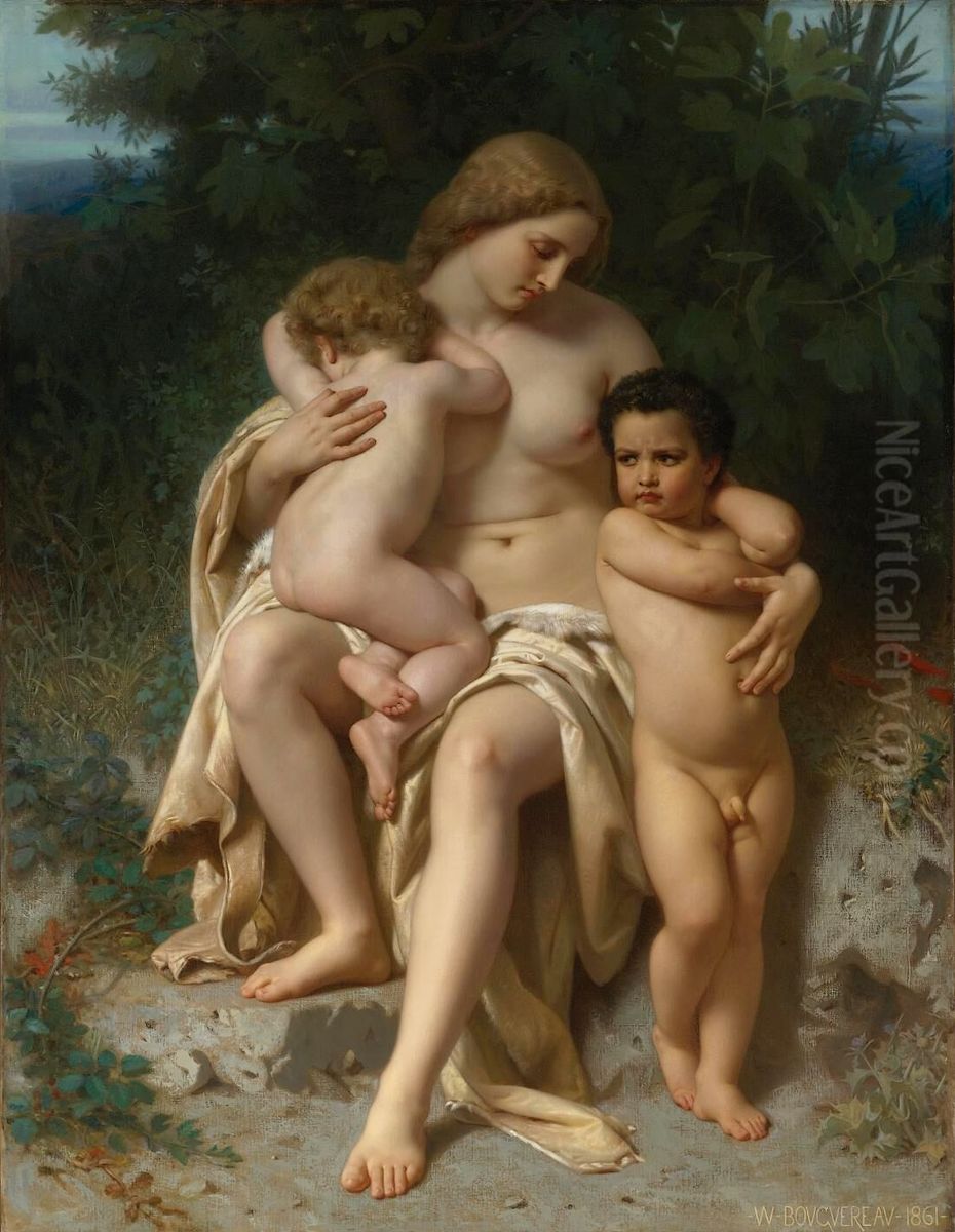 The first Quarrel Oil Painting by William-Adolphe Bouguereau