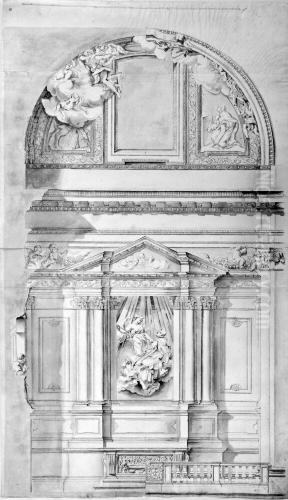 Den heliga Teresas kapell i S. Maria dlla Vittoria, Rom, elevation Oil Painting by Nicodemus Tessin the Younger