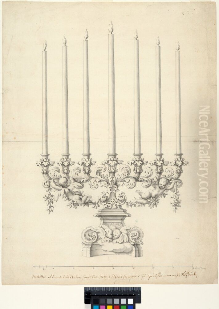 Candelabrum for the Royal Palace Chapel of Stockholm Oil Painting by Nicodemus Tessin the Younger