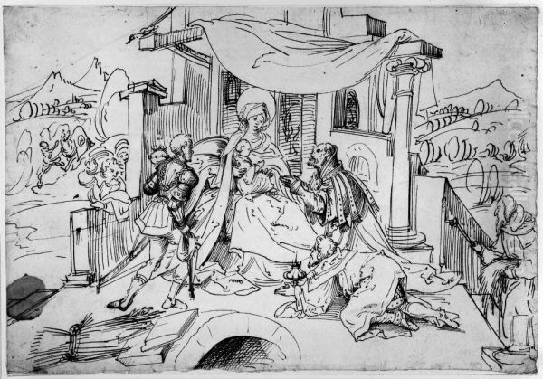Konungarnas tillbedjan Oil Painting by Hans Burgkmair the elder