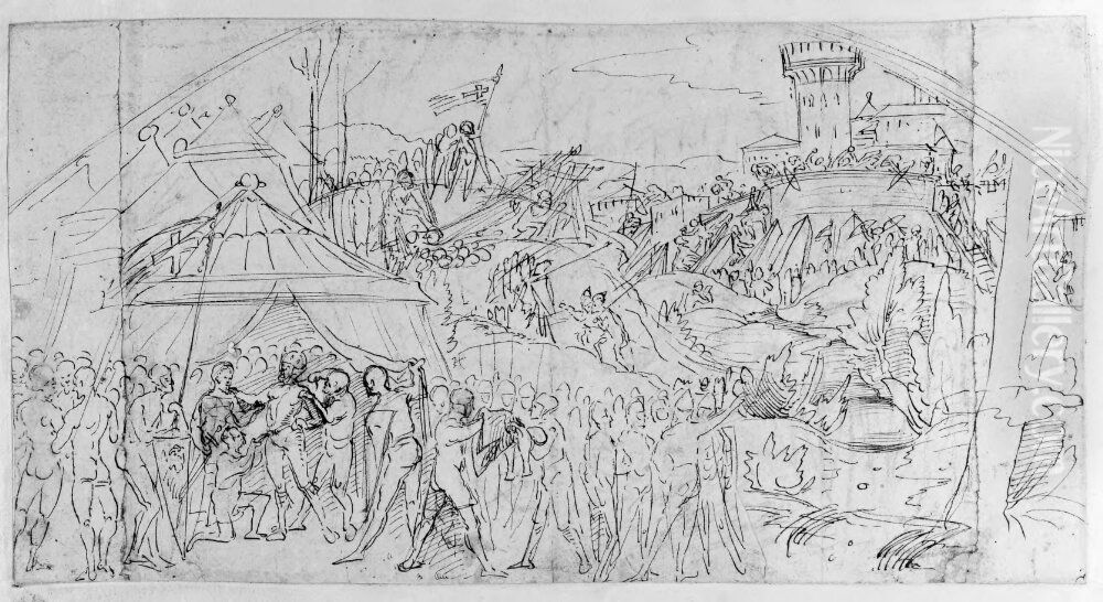 Belagring av en stad Oil Painting by Hans Burgkmair the elder