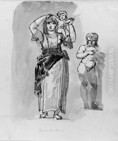 Femme di Latium och faun Oil Painting by Jonas Akerstrom
