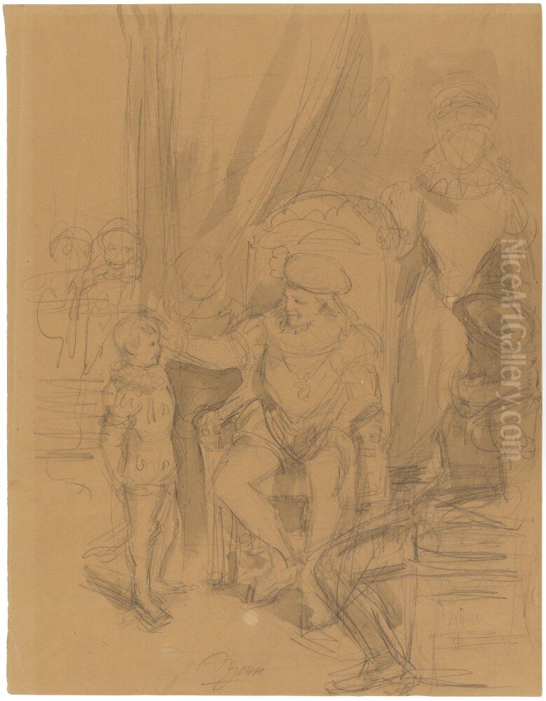 Young Gustaf Eriksson before King Johan Oil Painting by Anders Zorn
