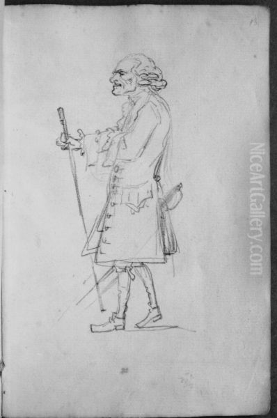 Kortvaxt man med kapp. Ingar i skissbok om 46 blad Oil Painting by Francois-Andre Vincent