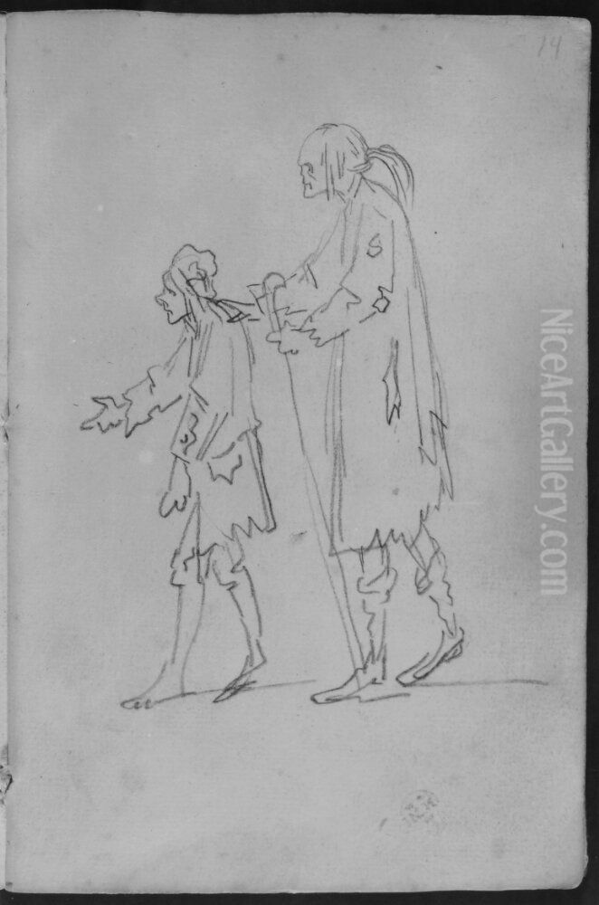 Tva tiggare. Ingar i skissbok om 46 blad Oil Painting by Francois-Andre Vincent