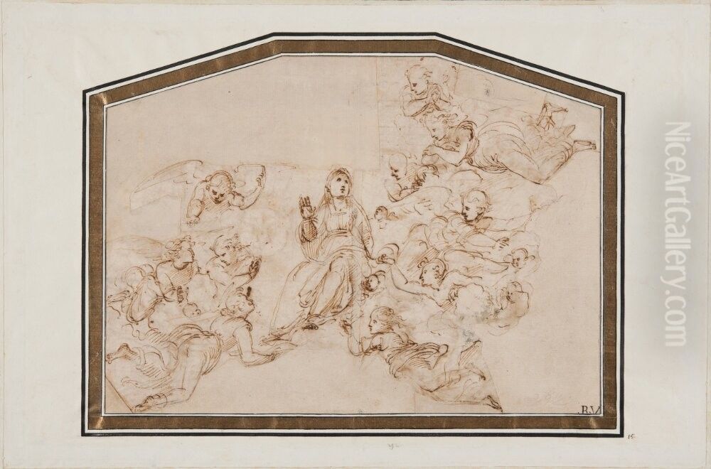 The Virgin adored by Angels Oil Painting by Raphael