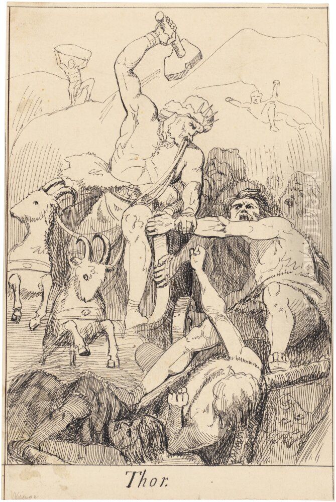 Thor Oil Painting by Marten Eskil Winge