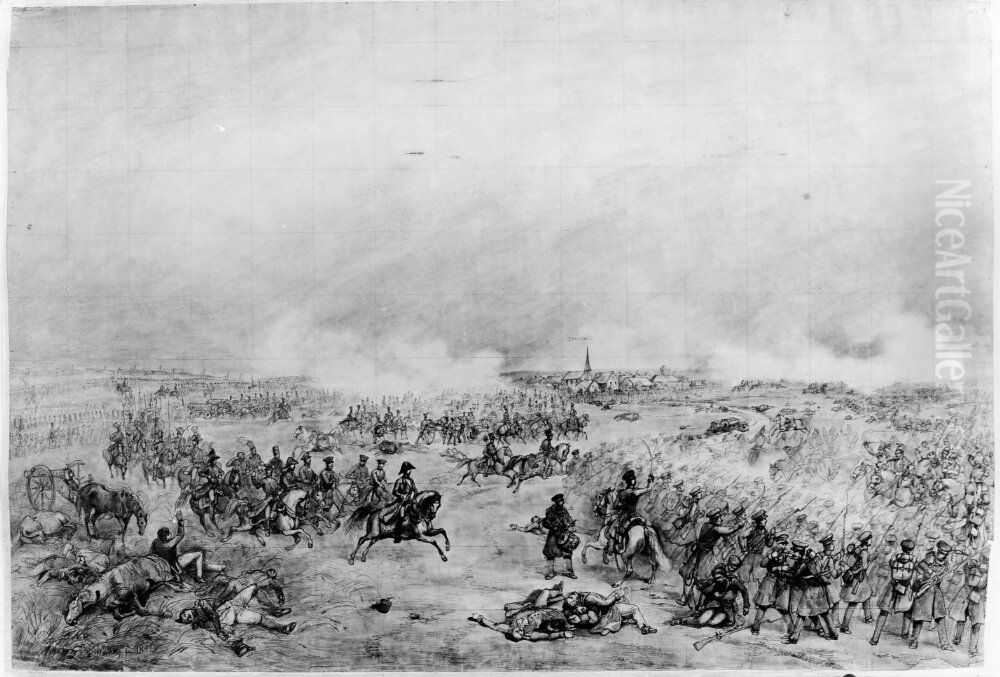 Slaget vid Dennwitz Oil Painting by Alexander Wetterling