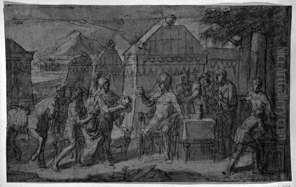 Alexander mottager Aristons huvud? Oil Painting by Francois-Alexandre Verdier