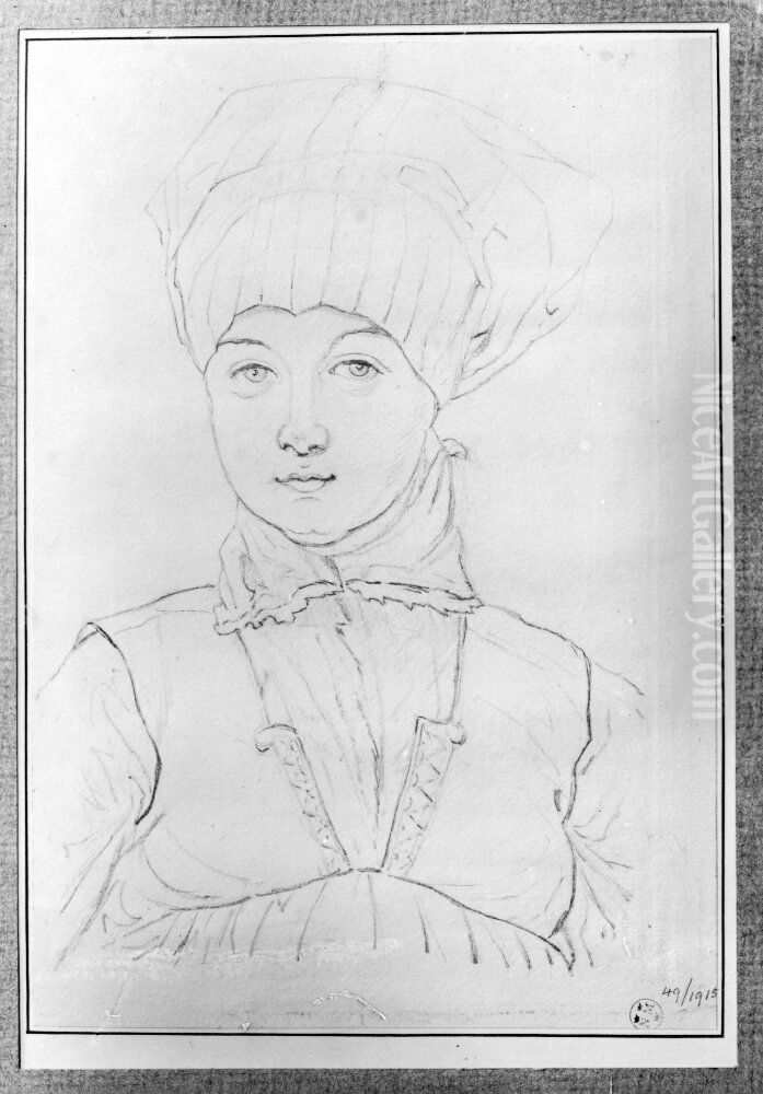 Skansk allmogeflicka, midjebild Oil Painting by Otto Wallgren