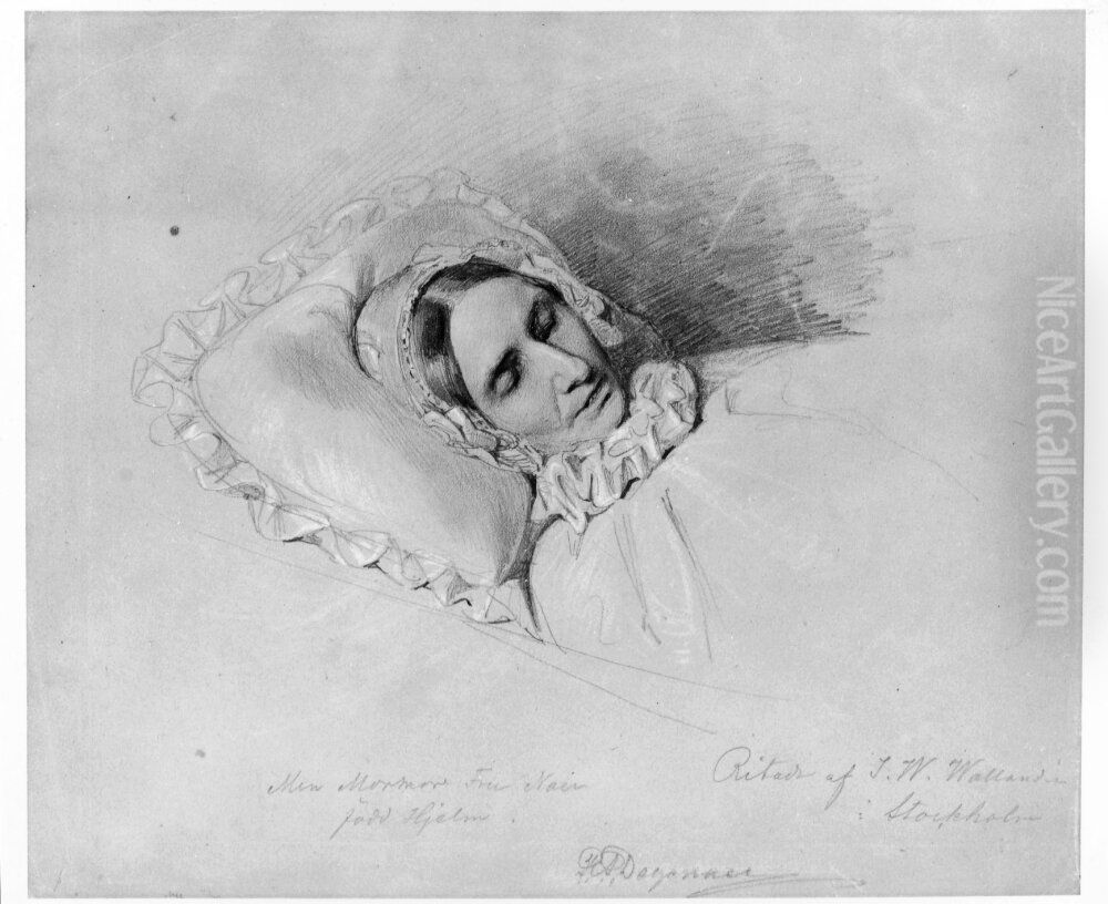 Kvinnoportratt Oil Painting by Josef Wilhelm Wallander