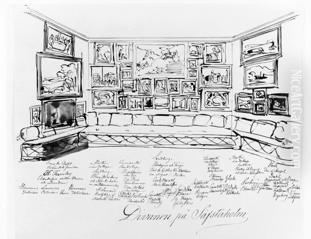 Divanen pa Safstaholm Oil Painting by Josef Wilhelm Wallander