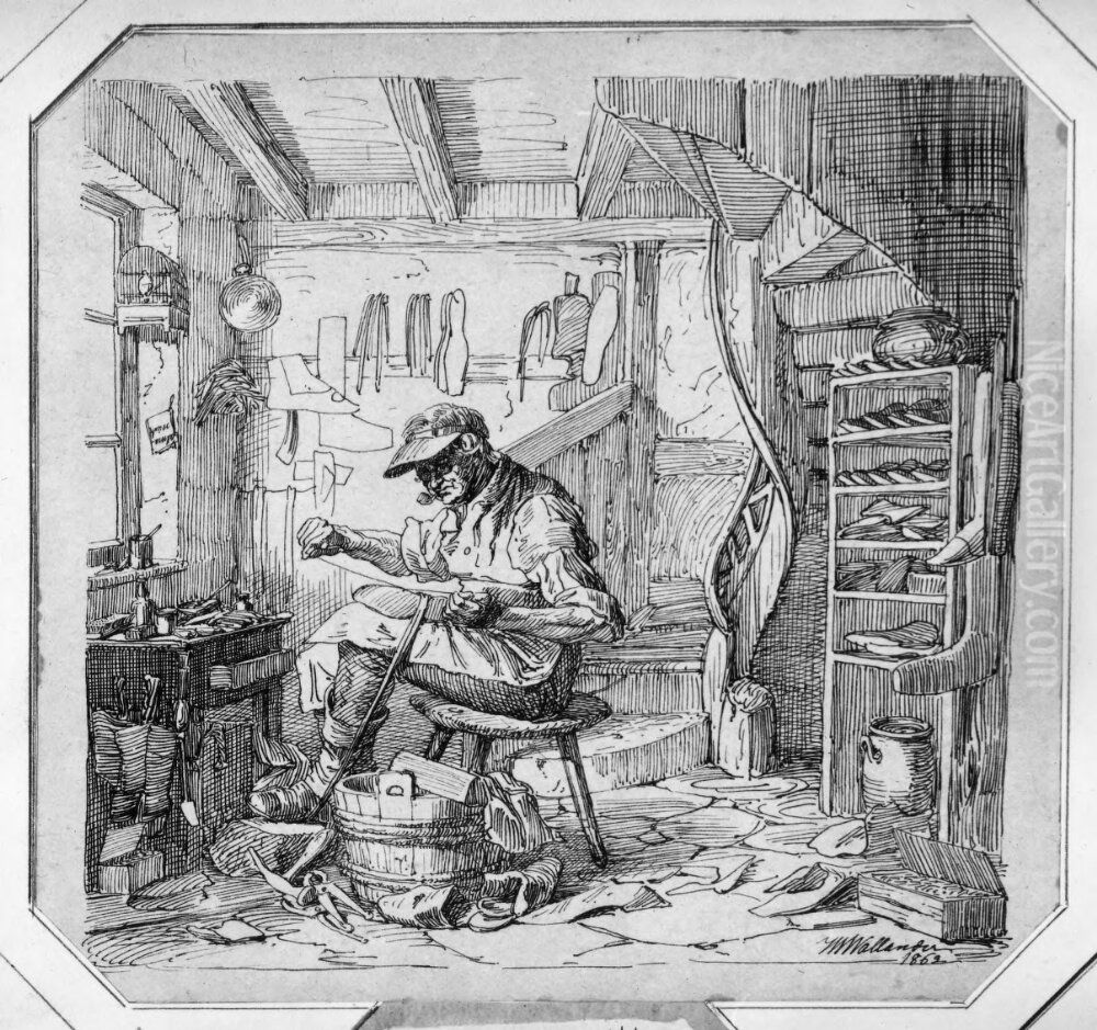 Skissbok nummer 2, 75 blad med bl.a kompositioner for oljetavlor, trasnitt i tidningar, kalendrar m.m. Oil Painting by Josef Wilhelm Wallander