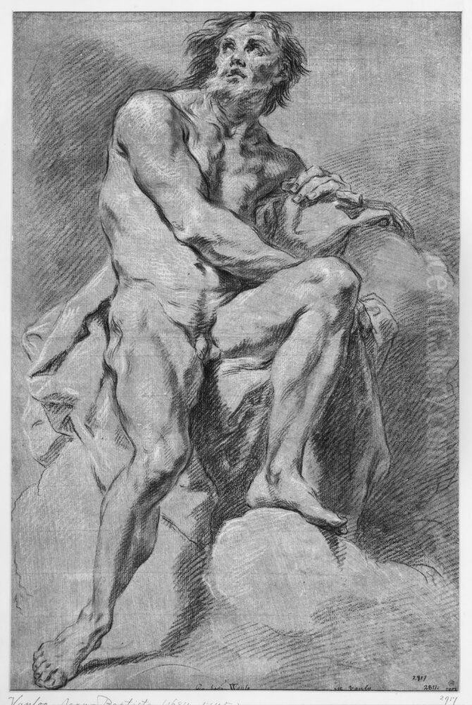 Gammal naken man med skagg och rufsigt har Oil Painting by Jean-Baptiste van Loo